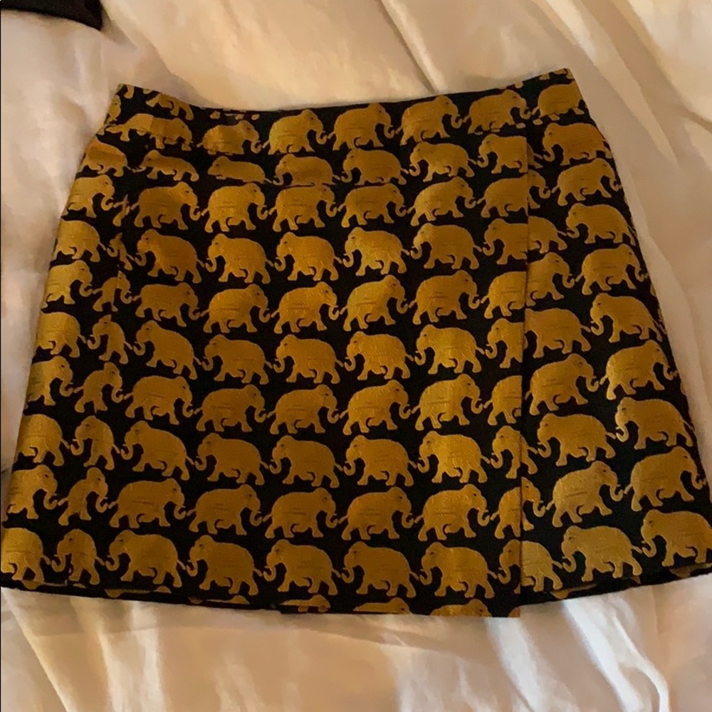 J.Crew Gold Foil Elephant Wrap Skirt